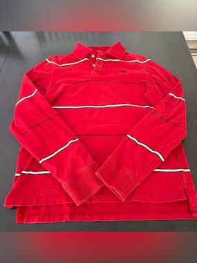 Y2K Abercrombie & Fitch Red Long-Sleeve Muscle Rugby Men’s XL